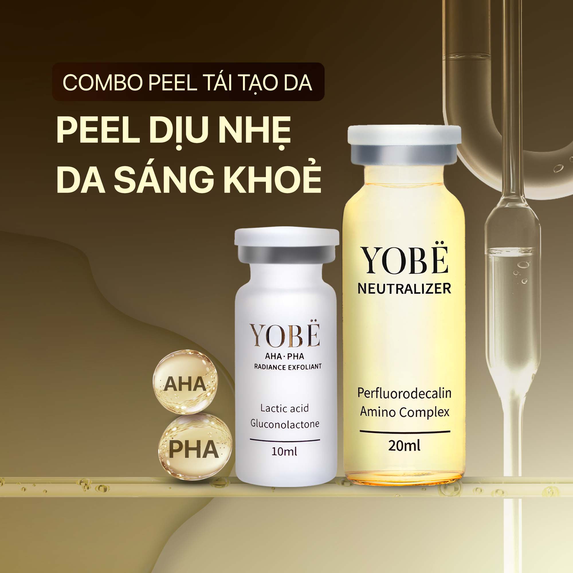 Combo 3 Peel Tái Tạo Da AHA PHA & 2 Trung Hoà pH Yobe