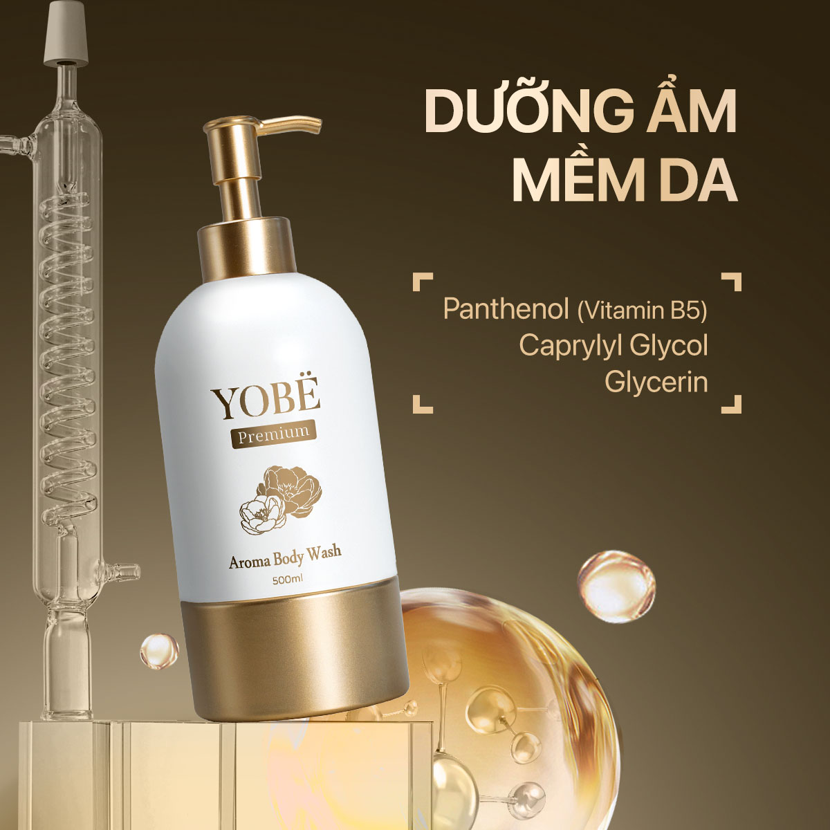 Sữa tắm Dưỡng Ẩm Mềm Mịn Da Tinh Dầu Thơm Aroma YOBE 500 mL