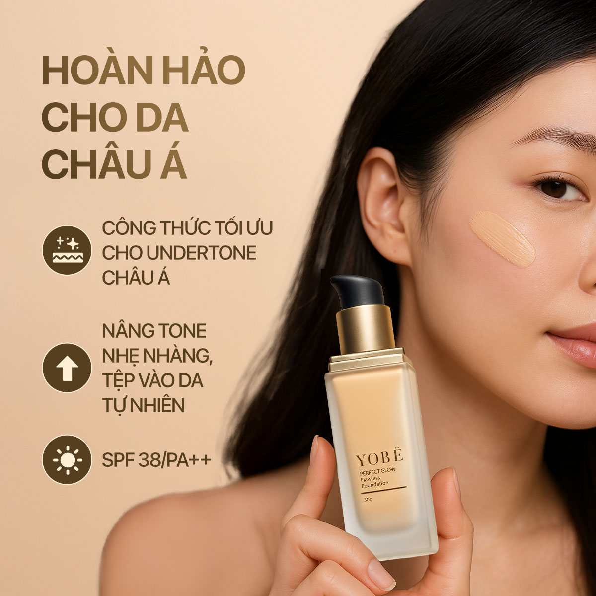 Kem Nền Căng Bóng Mỏng Nhẹ Nâng Tone Tự Nhiên Yobe 30mL
