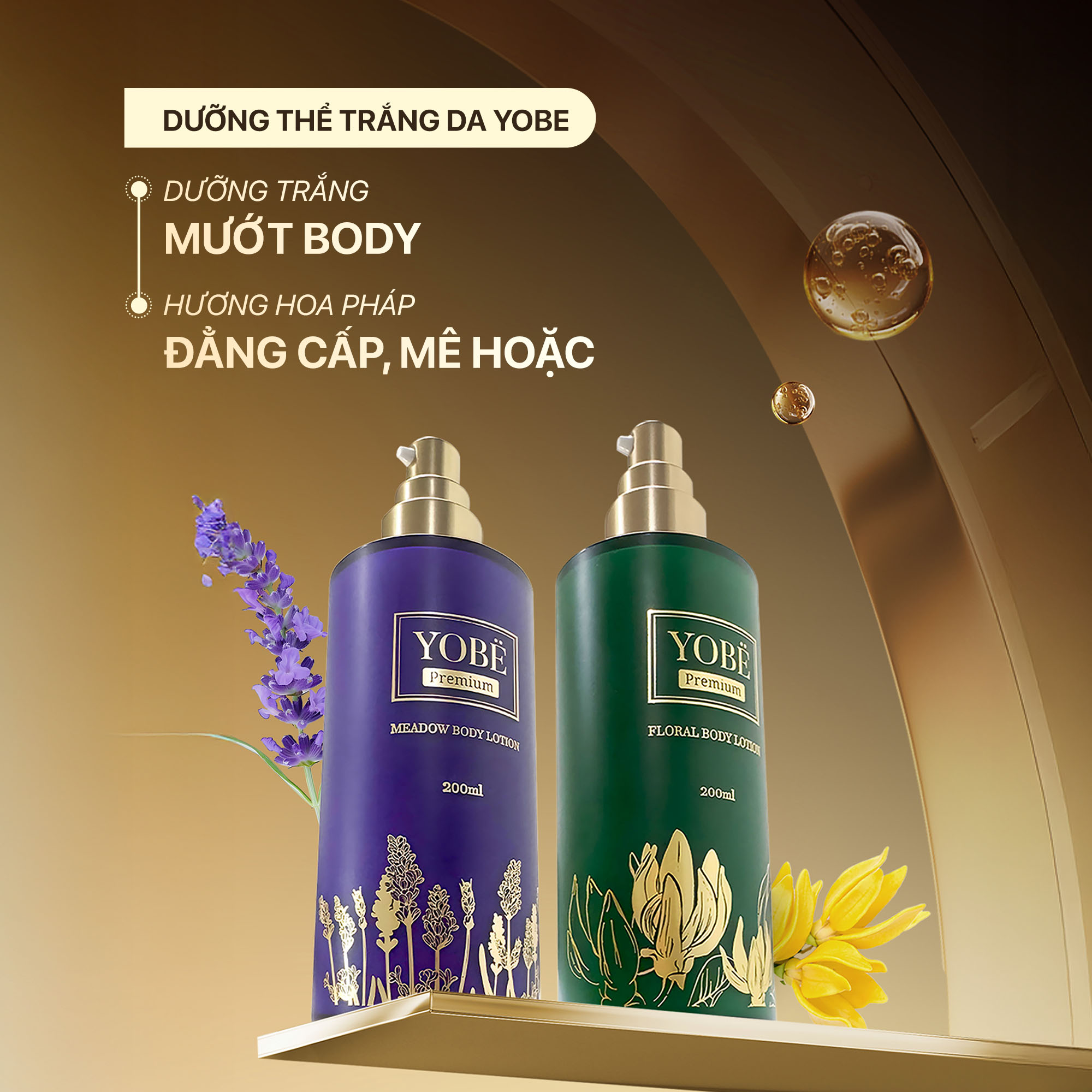 Combo Lotion Dưỡng Thể Trắng Da Hương Hoa Pháp YOBE