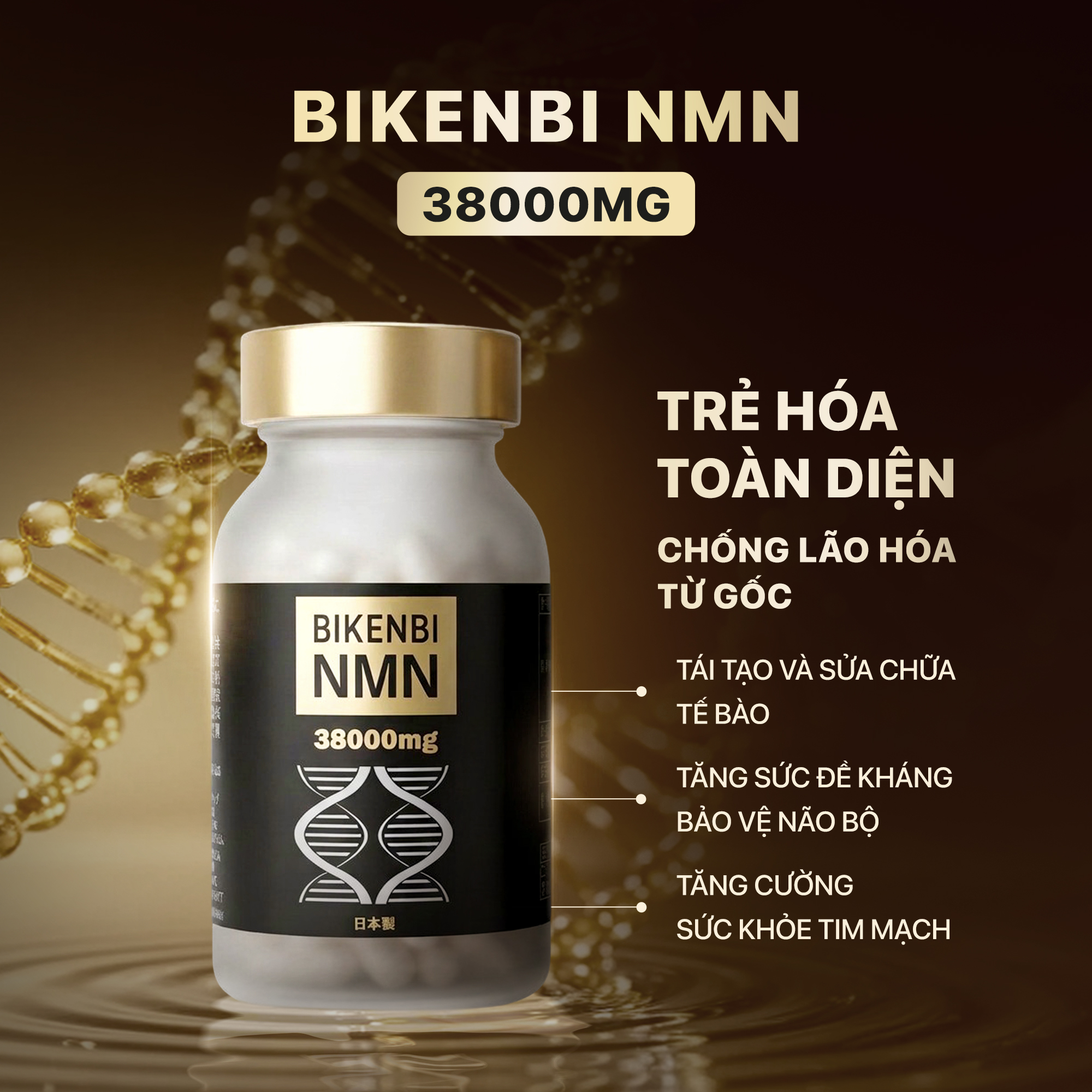 Viên Uống Trẻ Hoá Tế Bào NMN 38000mg BIKENBI Nhật Bản